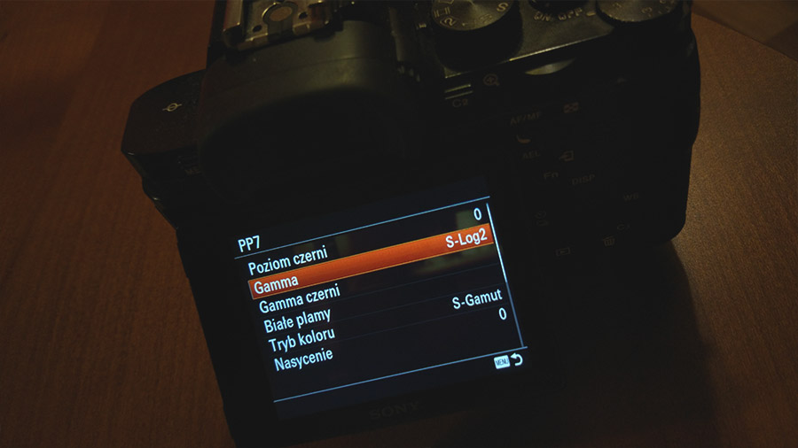 Tryb S-Log w lusterkowcach Sony możemy aktywować w profilach obrazu. W ich ustawieniach wystarczy przełączyć gammę na „Slog-2” lub „Slog-3”.