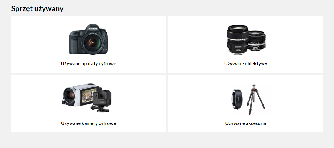 Ze sprzętu używanego dostępne w naszej ofercie są aparaty, obiektywy, kamery i inne akcesoria